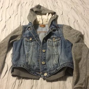 American Eagle denim jacket hoodie